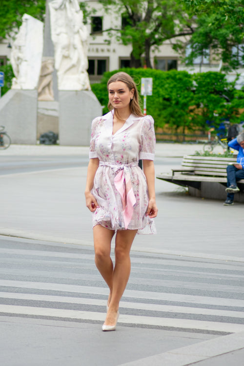 Floral Shirt Dress – Powder Bloom
