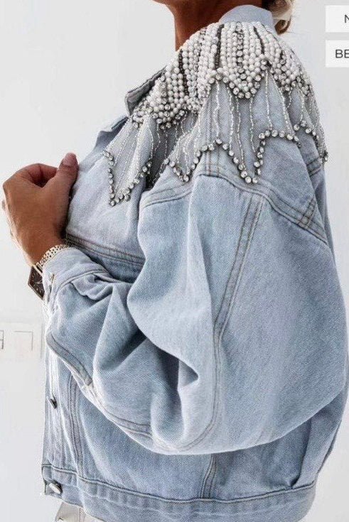 Pearl Embellished Denim Jacket
