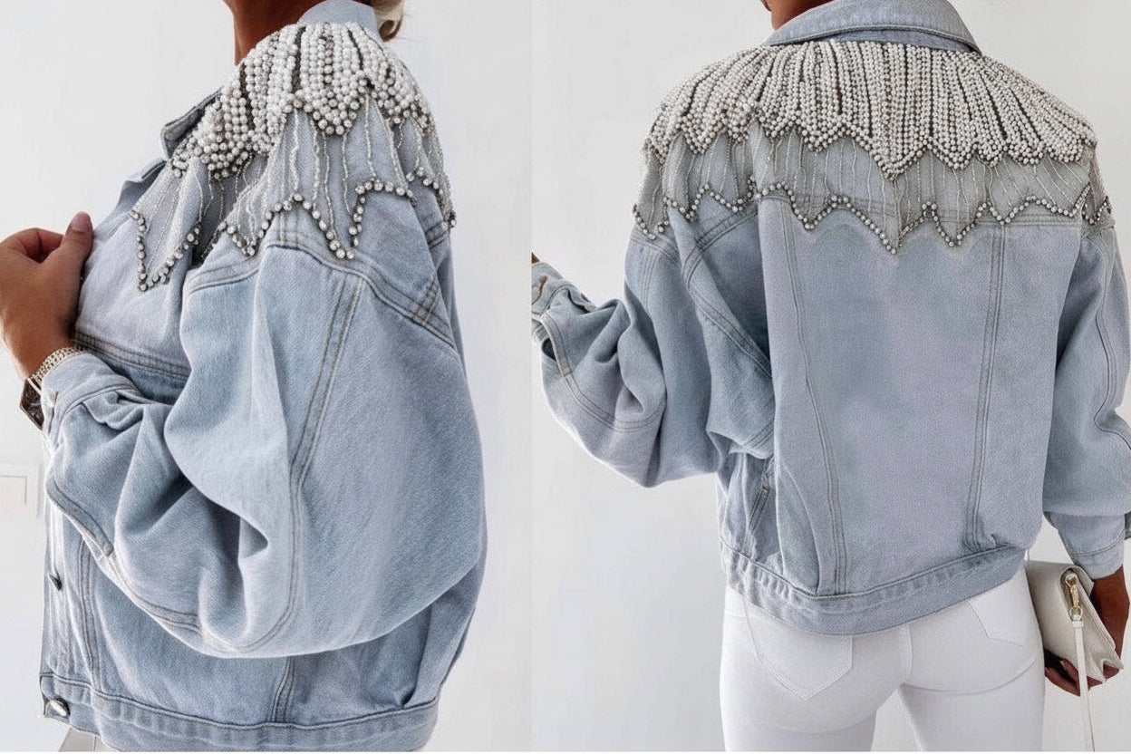 Pearl Embellished Denim Jacket