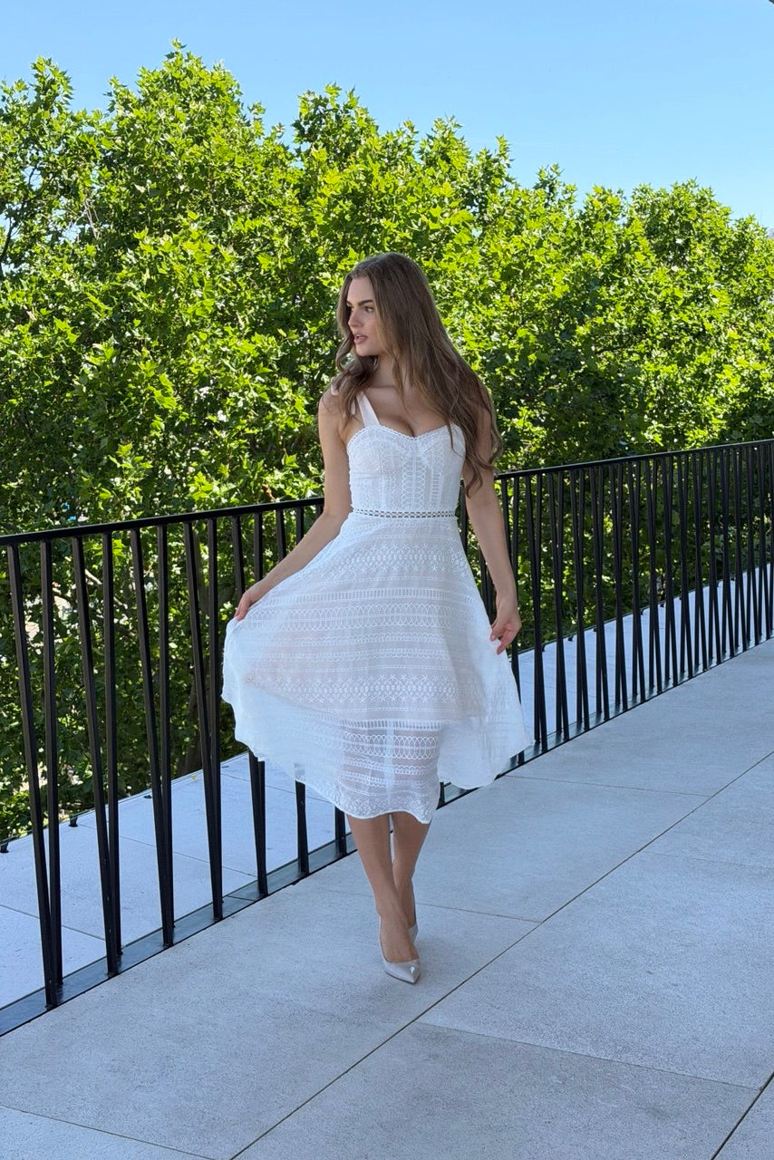 White Lace Midi Dress – Pure Grace