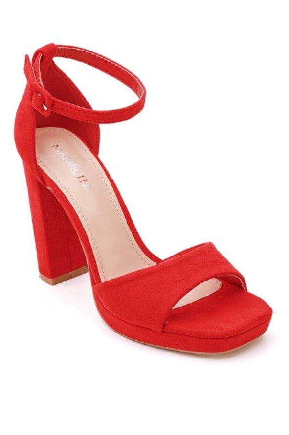 Velours Sandalette mit Blockabsatz