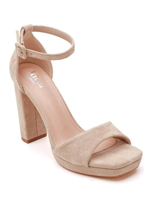 Velours Sandalette mit Blockabsatz