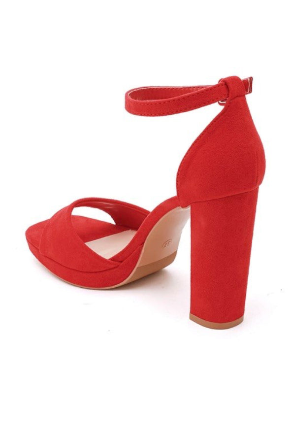 Velours Sandalette mit Blockabsatz
