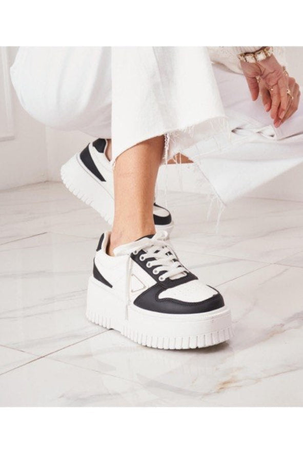 Chunky Plateau Sneaker – Beige/Bordeaux