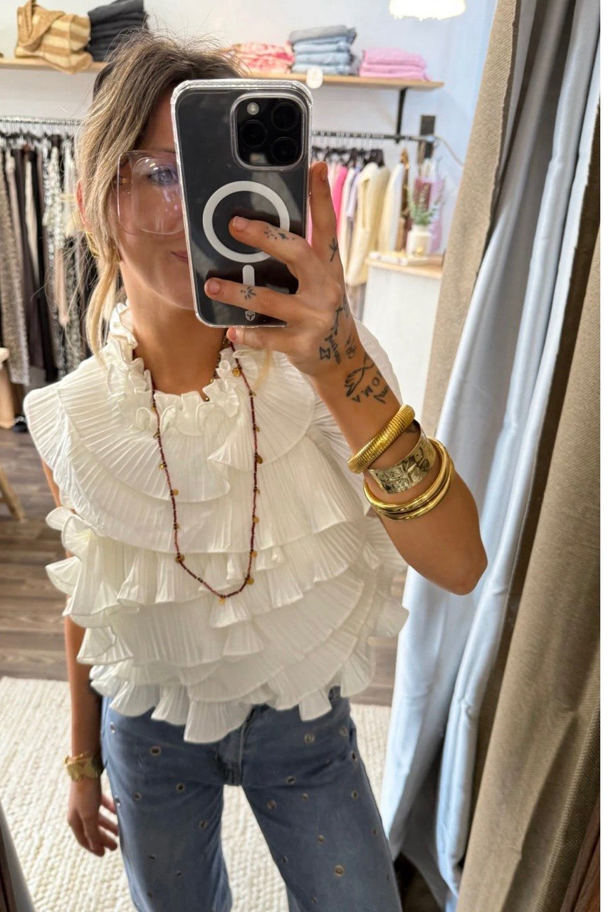Bluse mit Volants und offenem Rücken
