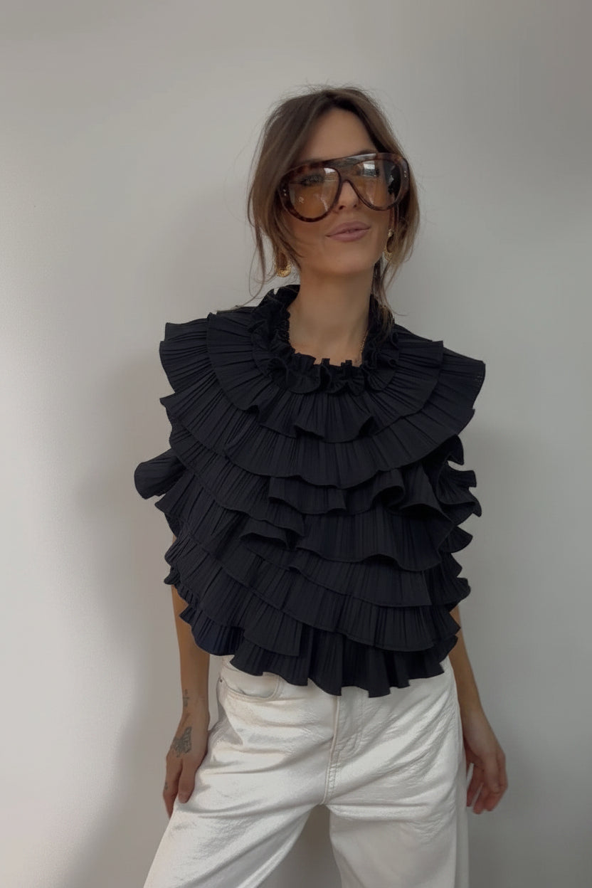 Bluse mit Volants und offenem Rücken