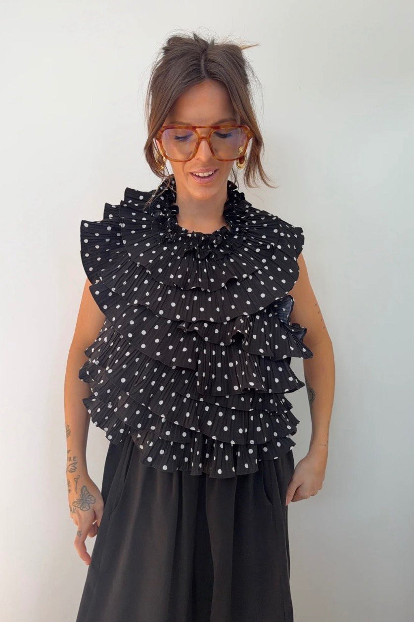 Bluse mit Volants und offenem Rücken